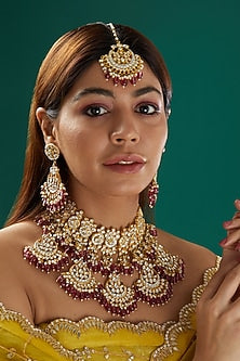 Gold Plated Semi-Precious Stones Choker Necklace Set