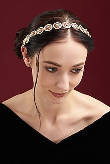 Gold Plated Kundan Polki Headband