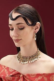 Gold Plated Kundan Polki Necklace Set