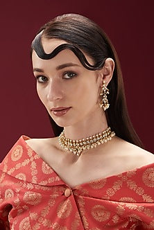 Gold Plated Kundan Polki Choker Necklace Set