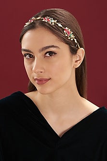 Gold Plated Kundan Polki Headband