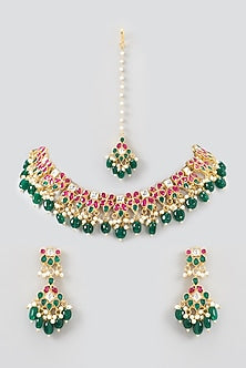 Gold Plated Kundan Polki Necklace Set