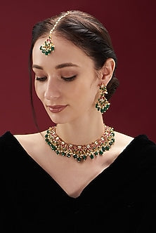 Gold Plated Kundan Polki Necklace Set