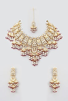 Gold Plated Kundan Polki Necklace Set