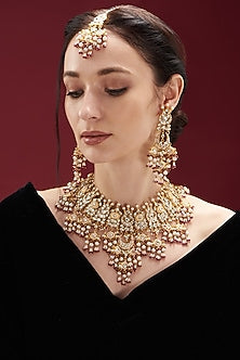 Gold Plated Kundan Polki Necklace Set