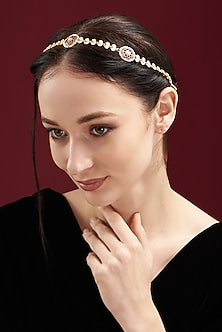 Gold Plated Kundan Polki Headband