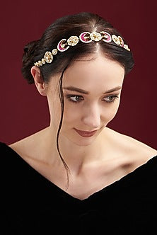 Gold Plated Kundan Polki Headband