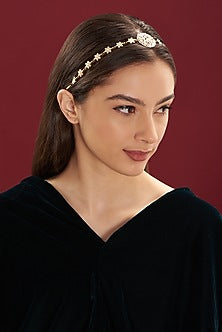 Gold Plated Kundan Polki Headband