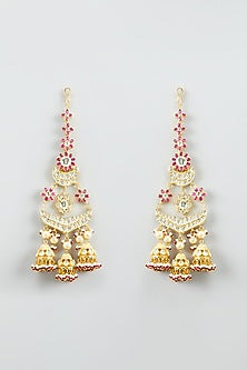 Gold Plated Dangler Earrings With Semi-Precious Stones