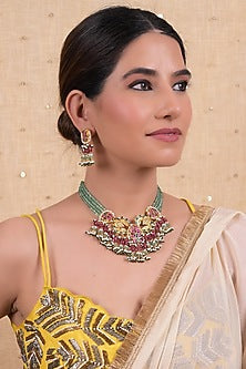 Gold Plated Multi-Colored Jadau Kundan Polki Choker Necklace Set