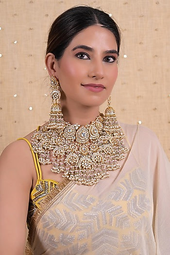Gold Plated Jadau Kundan Polki Necklace Set