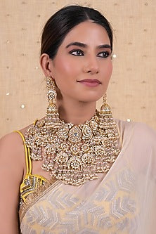 Gold Plated Jadau Kundan Polki Necklace Set