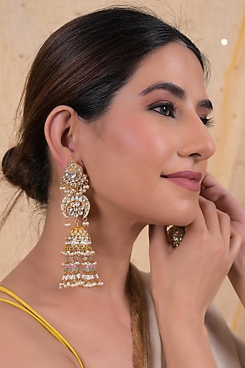 Gold Plated Jadau Kundan Polki Necklace Set