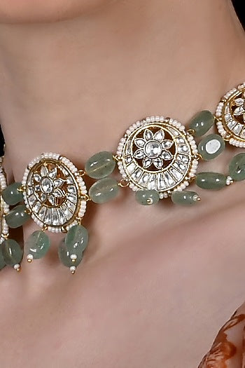 Gold Plated Jadau Kundan Polki Choker Necklace