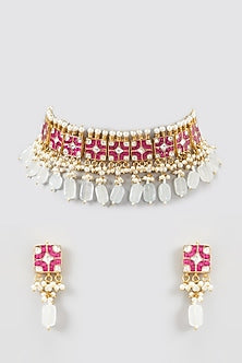 Gold Plated Imitation Kundan Choker Necklace Set