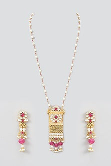 Gold Plated Imitation Kundan Long Necklace Set