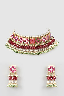 Gold Plated Imitation Kundan Choker Necklace Set