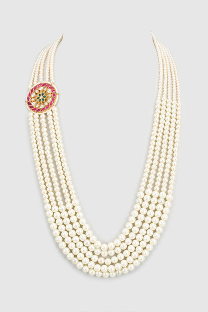 Gold Plated Kundan Polki & Semi Precious Stone Mala