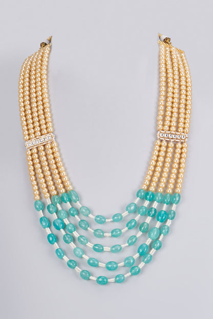 Gold Plated Kundan Polki & Pearl Mala