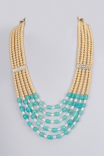Gold Plated Kundan Polki & Pearl Mala