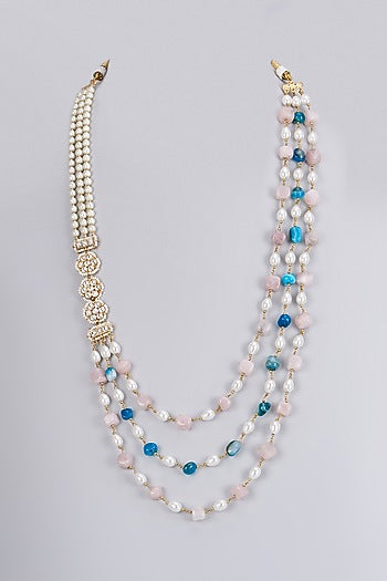 Gold Plated Kundan Polki & Pearl Mala