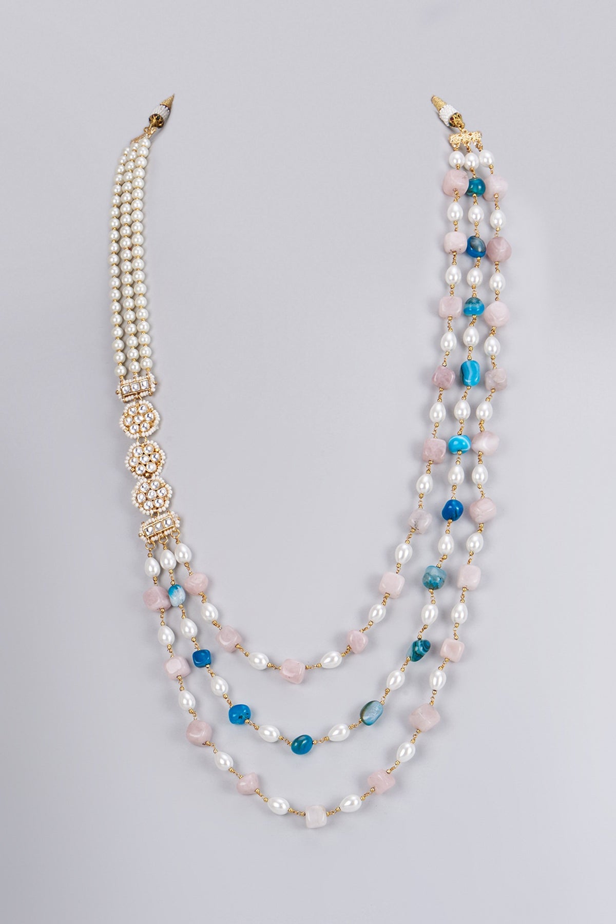 Gold Plated Kundan Polki & Pearl Mala