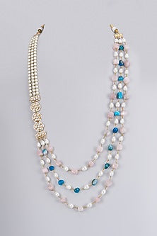 Gold Plated Kundan Polki & Pearl Mala