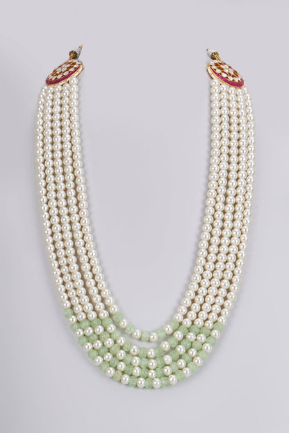 Gold Plated Kundan Polki & Pearl Mala