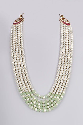 Gold Plated Kundan Polki & Pearl Mala