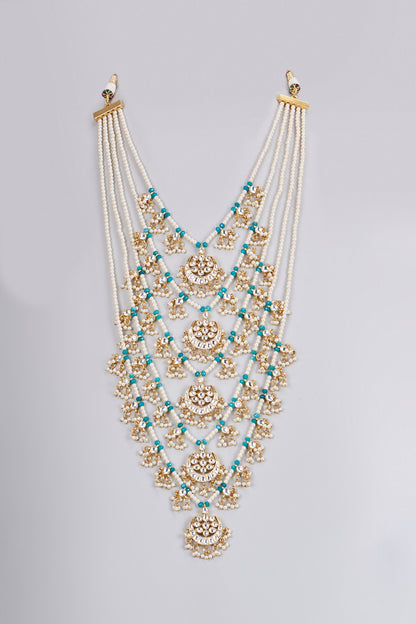 Gold Plated Kundan Polki & Pearl Mala