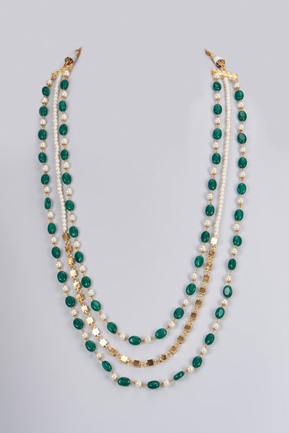 Gold Plated Kundan Polki & Pearl Mala