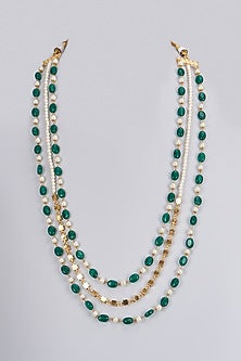 Gold Plated Kundan Polki & Pearl Mala