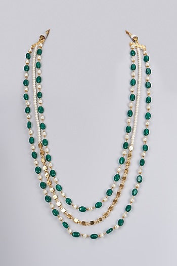 Gold Plated Kundan Polki & Pearl Mala
