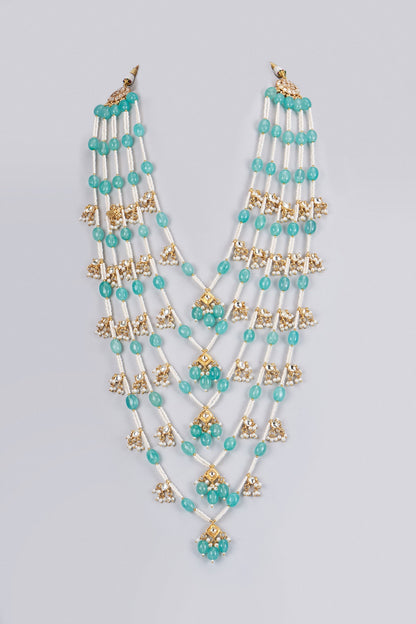 Gold Plated Kundan Polki & Pearl Mala