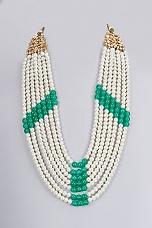 Gold Plated Kundan Polki & Pearl Mala