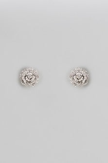 White Finish Zircon Stud Earrings