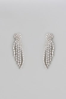 White Finish Zircon Dangler Earrings