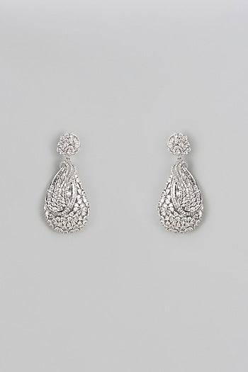 White Finish Zircon Dangler Earrings