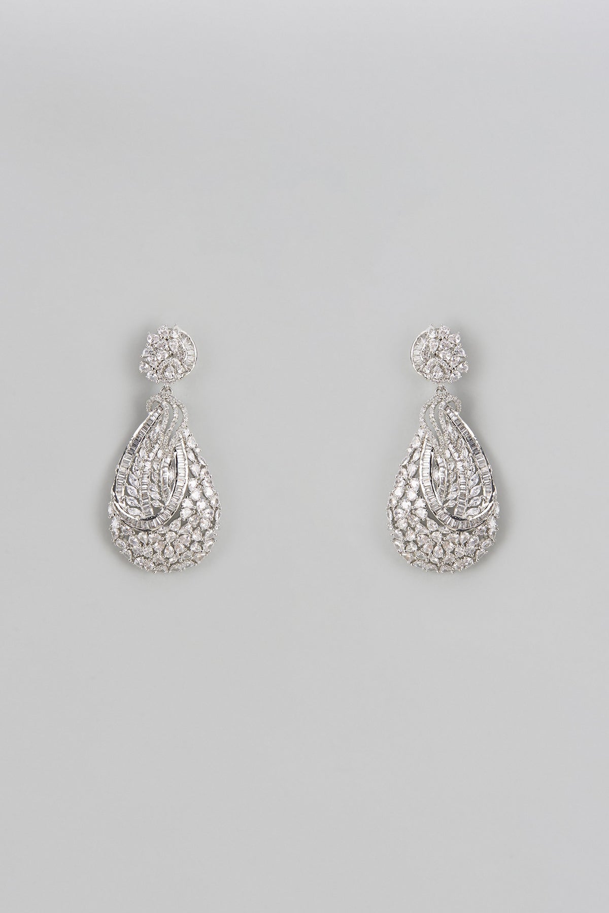 White Finish Zircon Dangler Earrings