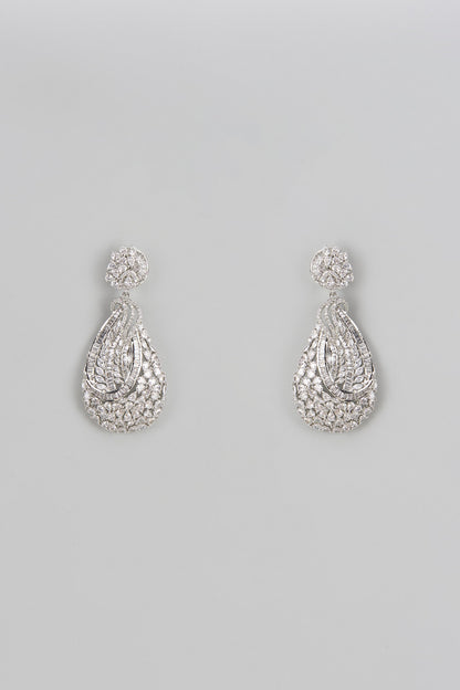 White Finish Zircon Dangler Earrings