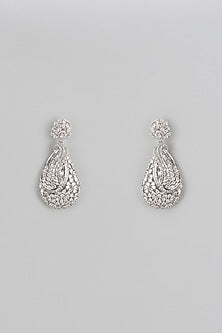 White Finish Zircon Dangler Earrings
