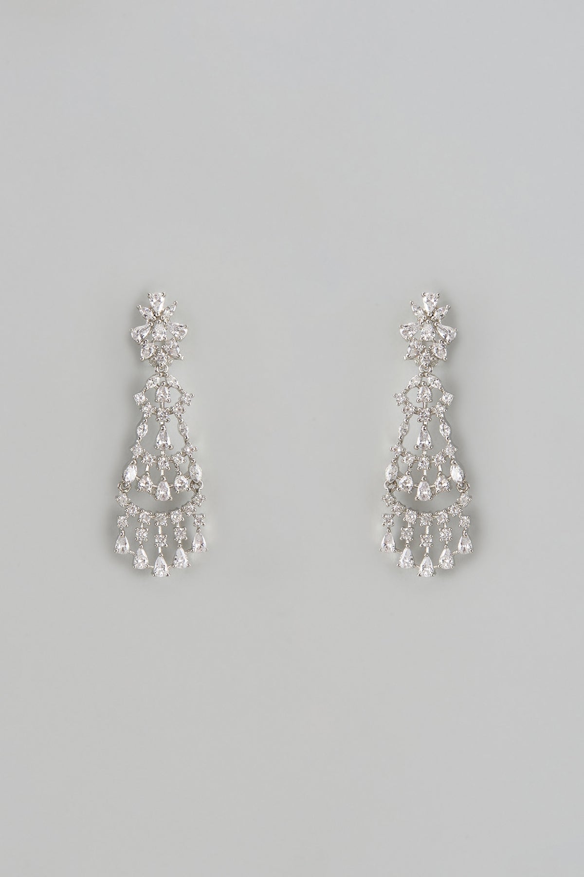 White Finish Zircon Dangler Earrings