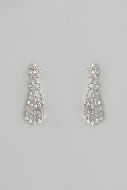 White Finish Zircon Dangler Earrings