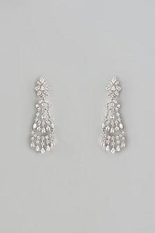 White Finish Zircon Dangler Earrings