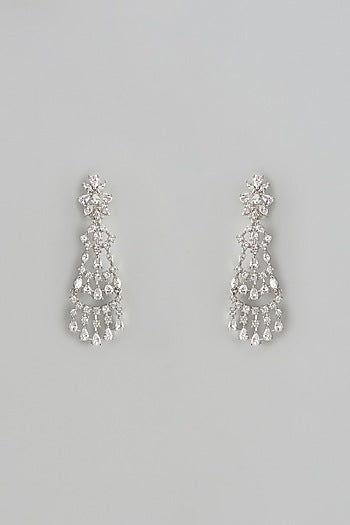 White Finish Zircon Dangler Earrings