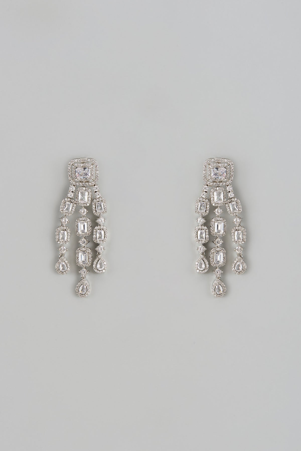White Finish Zircon Dangler Earrings