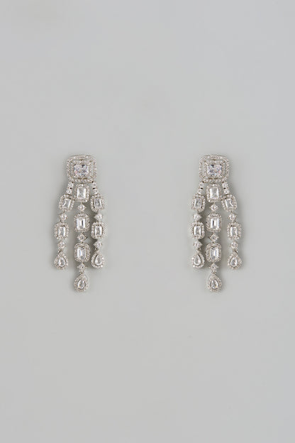White Finish Zircon Dangler Earrings
