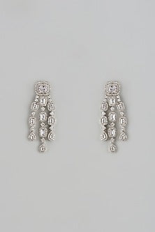 White Finish Zircon Dangler Earrings