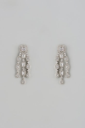 White Finish Zircon Dangler Earrings