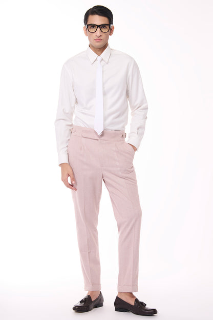 Pink Herringbone Trousers